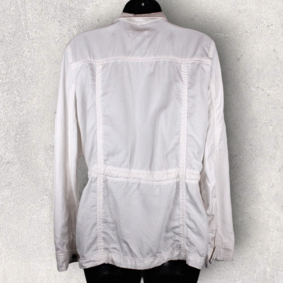 LOFT Utility Jacket Snap Button Drawstring in White Women's Size Small - Picture 11 of 15